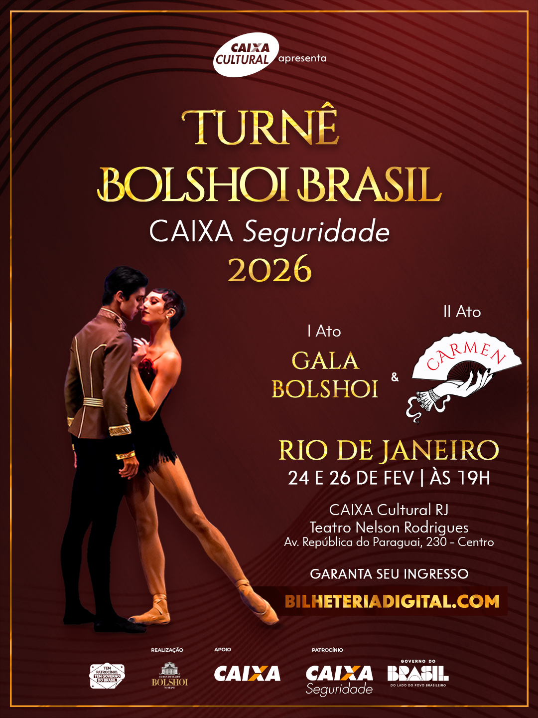 Bolshoi Brasil chega ao Rio de Janeiro com a Turnê CAIXA Seguridade